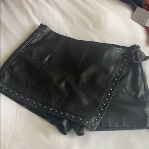 Black Faux leather skort